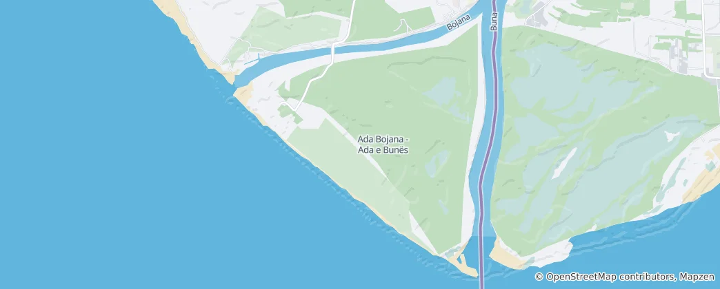 Map of Ada Bojana - Ada e Bunës