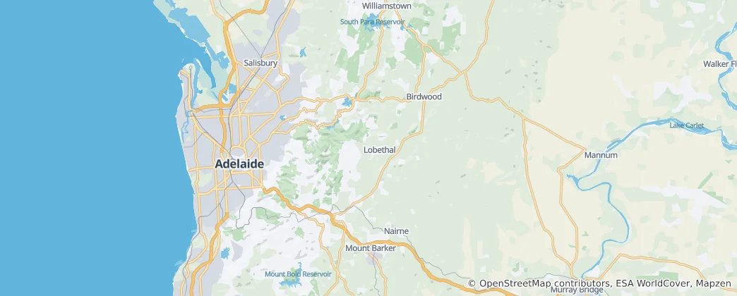 Mappa di Adelaide Hills