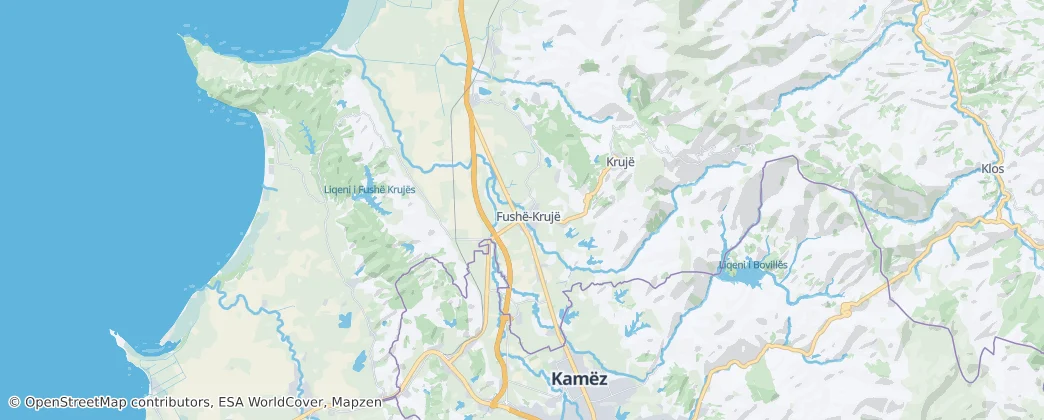 distrito de Krujë — Mapa