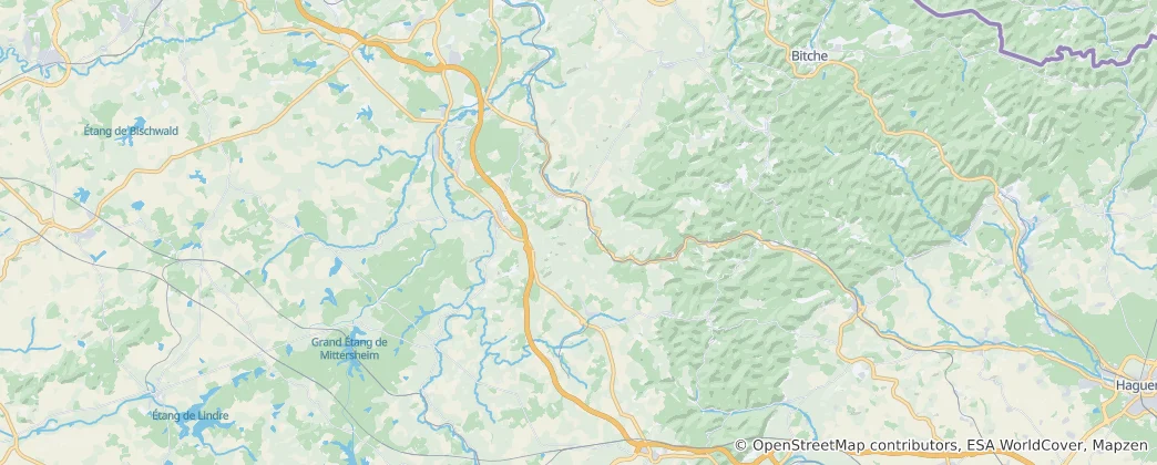 Mapa Alsasko-bossue