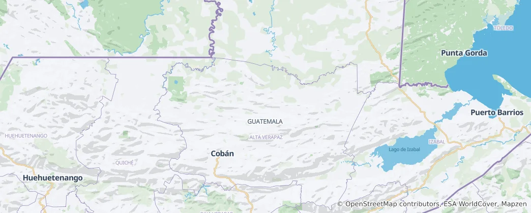Mappa di dipartimento di Alta Verapaz