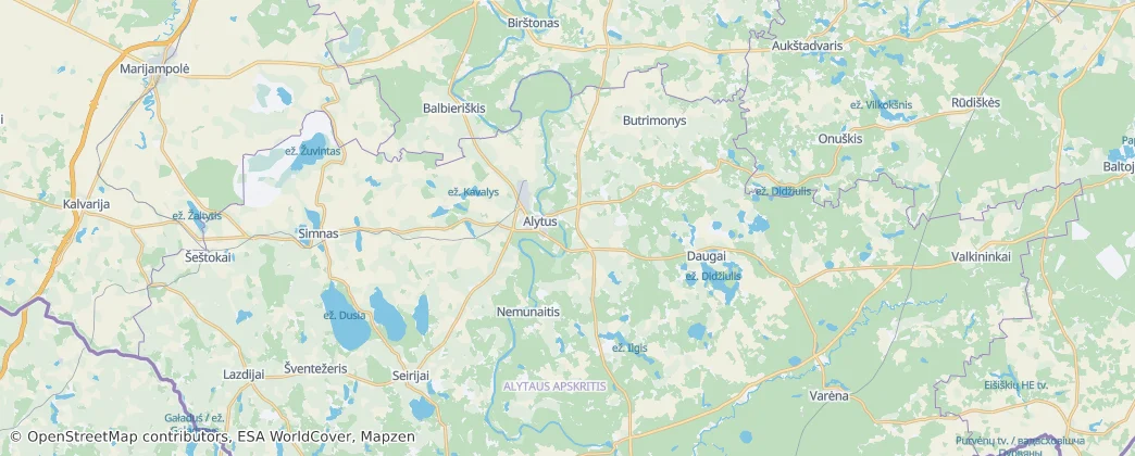 Okres Alytus – Mapa