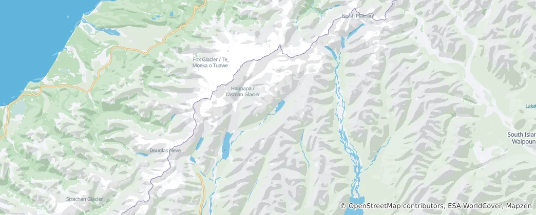 Mapa Národní park Aoraki/Mount Cook