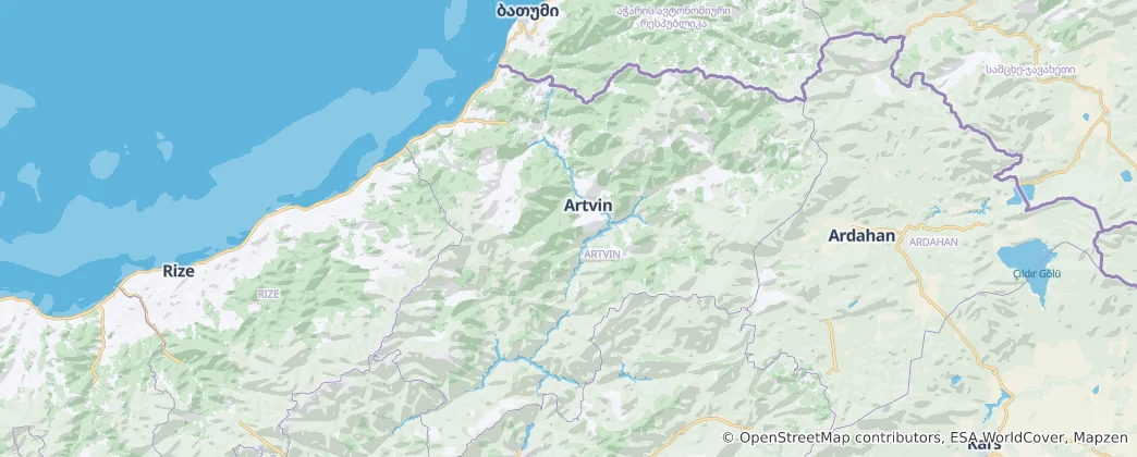 Map of Artvin Province