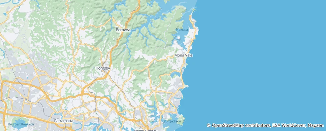 Mapa Northern Beaches