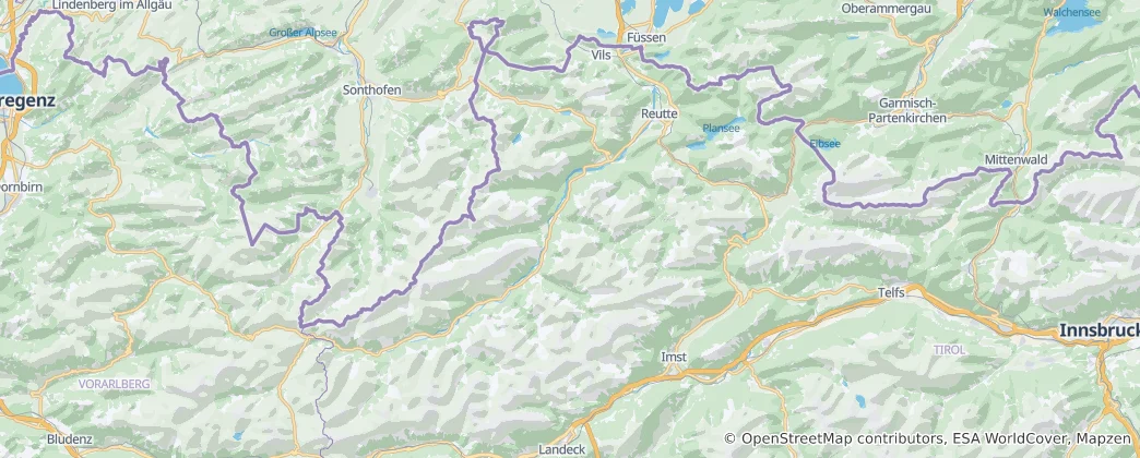 Mappa di distretto di Reutte