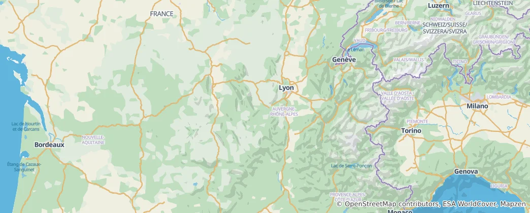 Mapa Auvergne-Rhône-Alpes