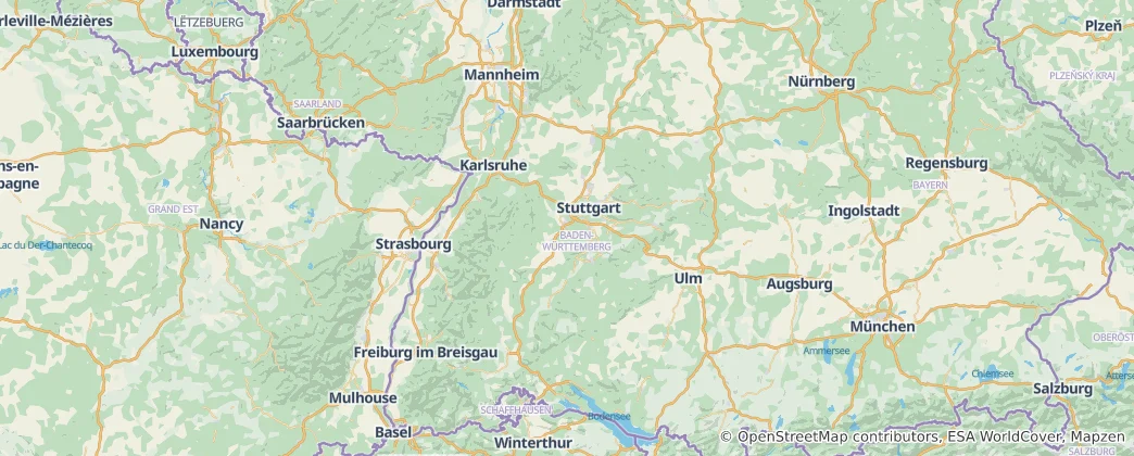 Kaart van Baden-Württemberg