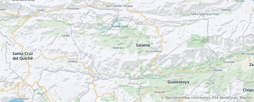Mappa di dipartimento di Baja Verapaz
