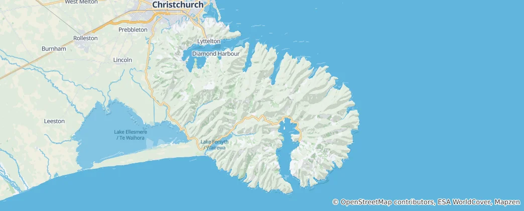 Map of Banks Peninsula Ward