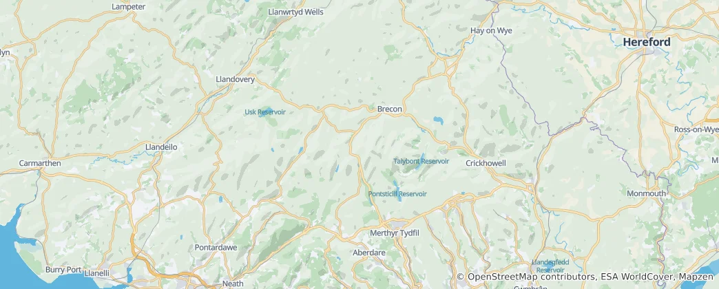 Mapa Národní park Bannau Brycheiniog