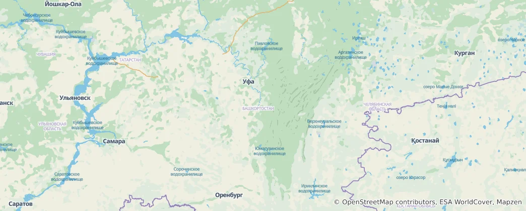 Map of Bashkortostan
