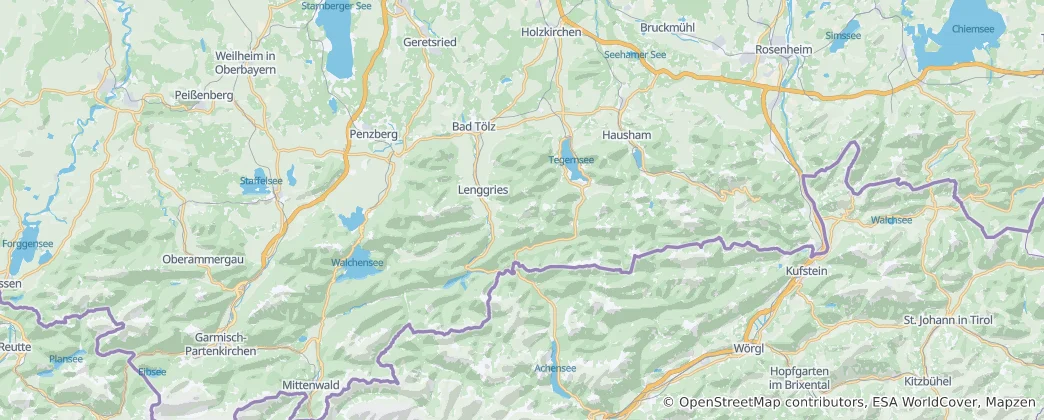 Kaart van Bayerische Voralpen