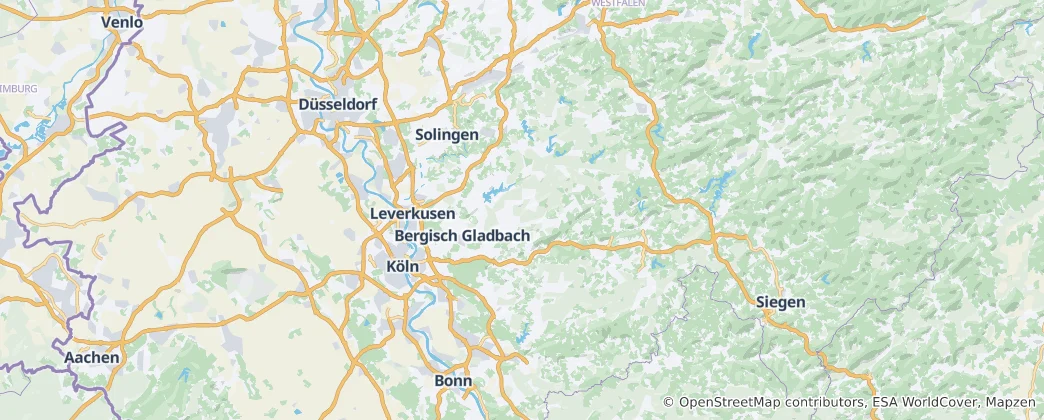 Karte von Bergisches Land