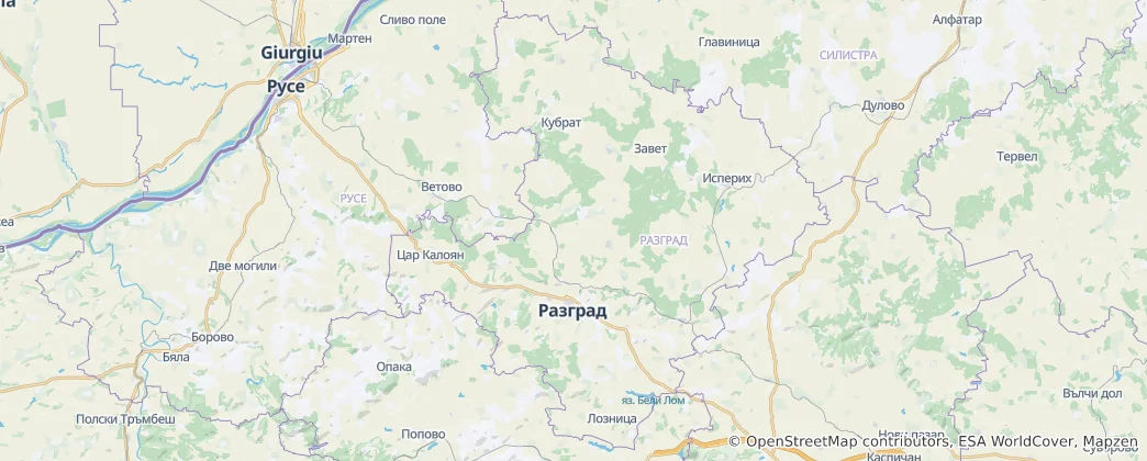 Mapa Razgradská oblast