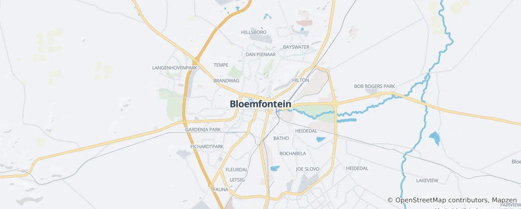 Map of Bloemfontein