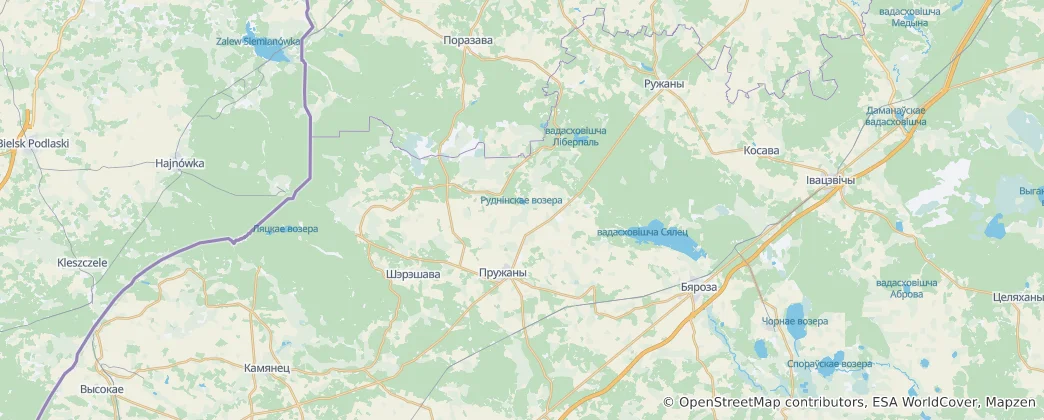 Mapa Pružanský rajón