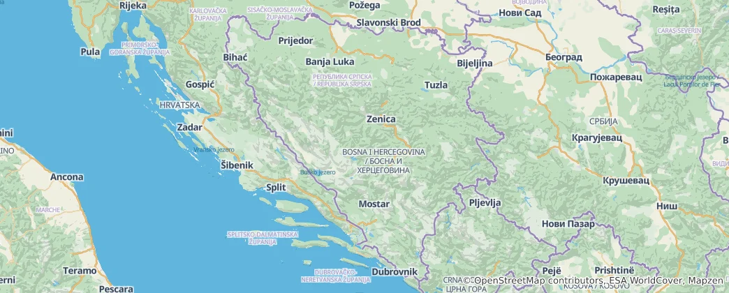 Map of Bosnia and Herzegovina