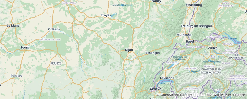 Kaart van Bourgogne-Franche-Comté