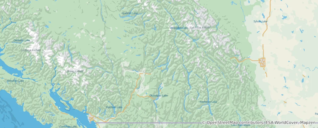 Mapa Thompson--Okanagan