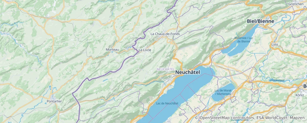 Mappa di Canton Neuchâtel