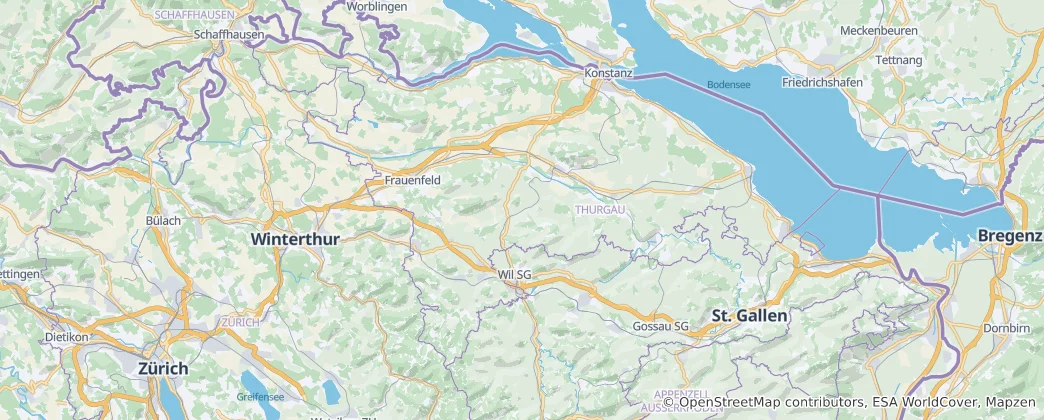 Mappa di cantone Turgovia