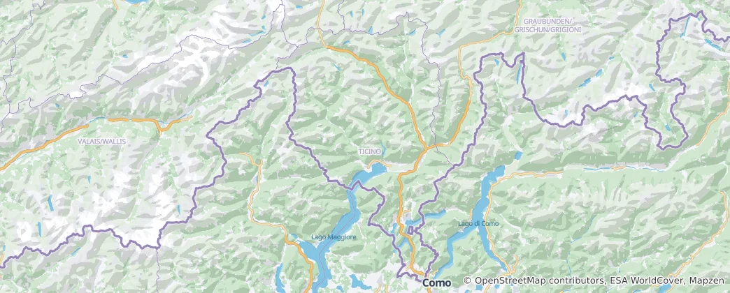 Map of Canton of Ticino
