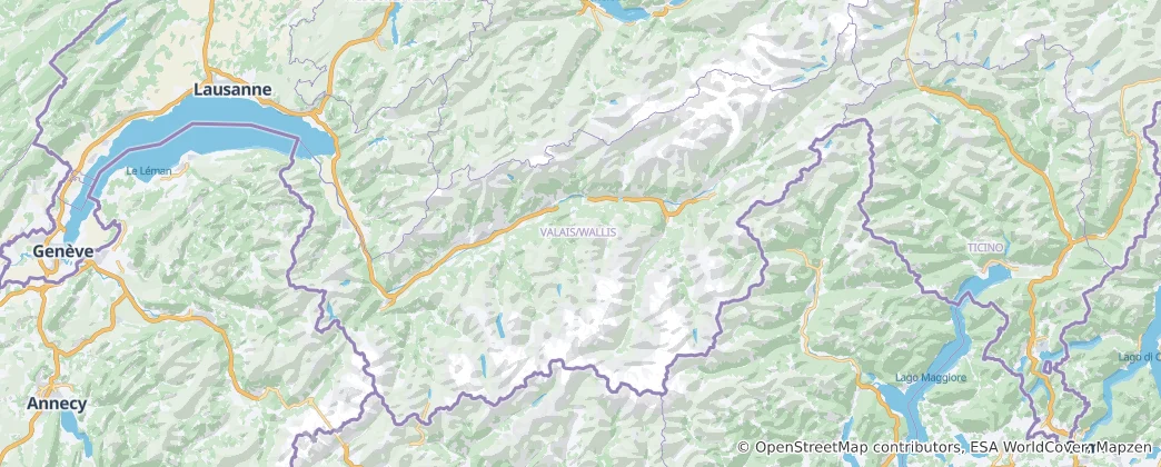 Mappa di Canton Vallese