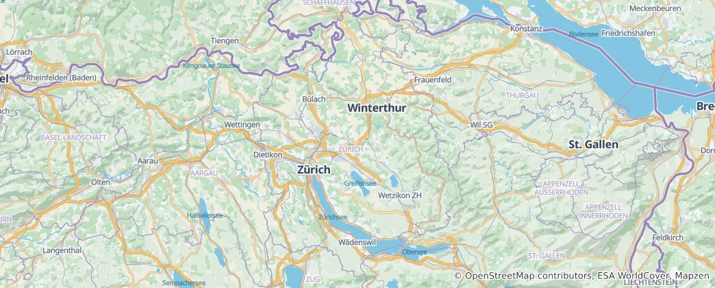 Mappa di Canton Zurigo