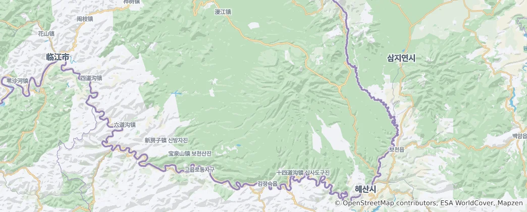 Karte von Changbai Korean Autonomous County