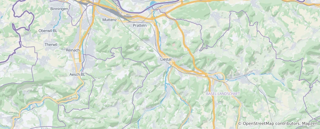 Karte von Bezirk Liestal
