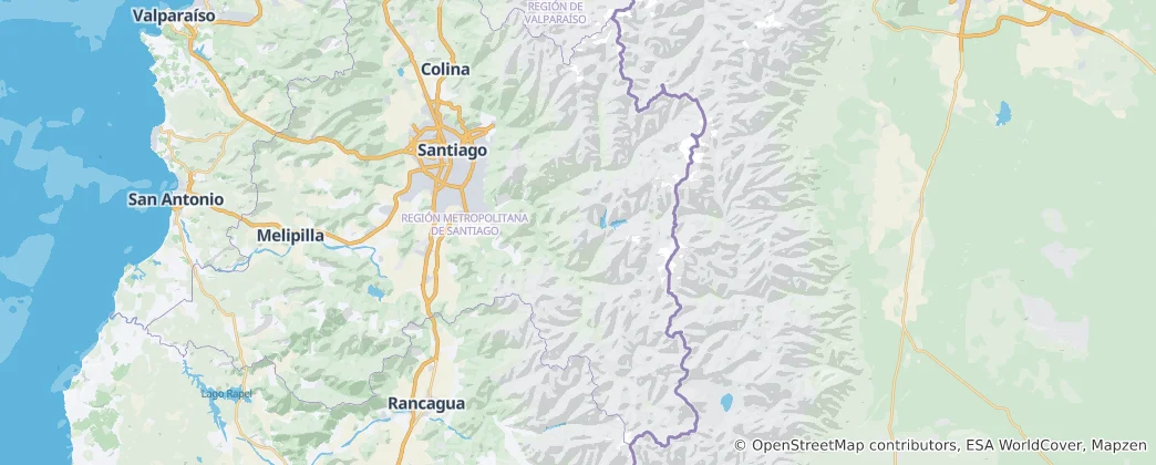 Karte von Provinz Cordillera (Chile)