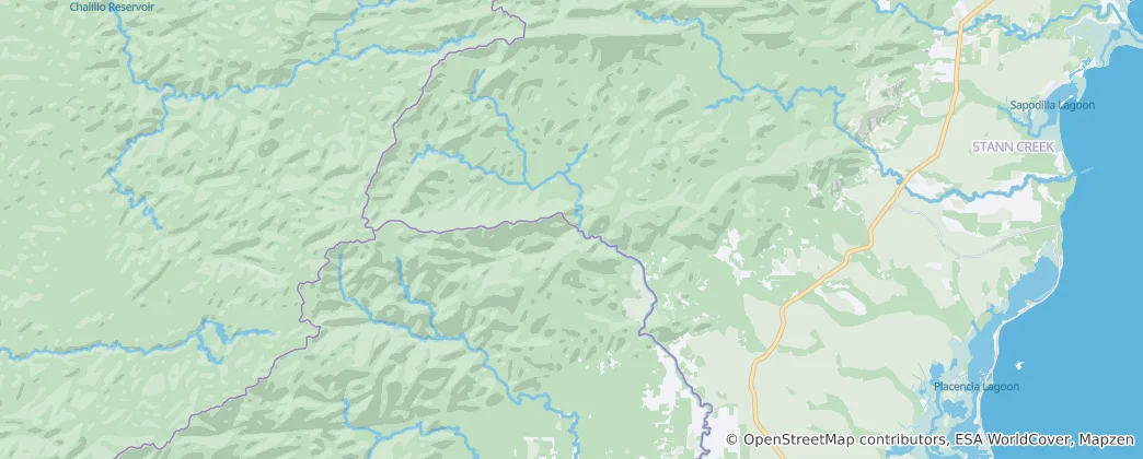 Mapa Cockscomb Basin Wildlife Sanctuary