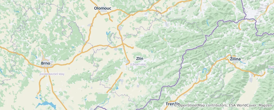 Mappa di regione di Zlín