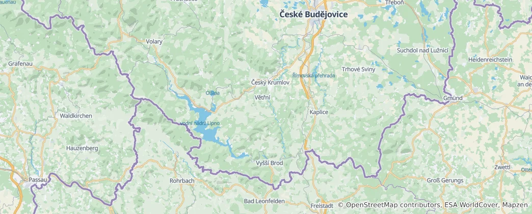 Map of Český Krumlov District