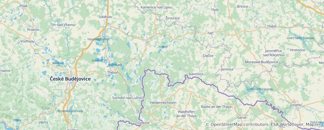 Mappa di Distretto di Jindřichův Hradec