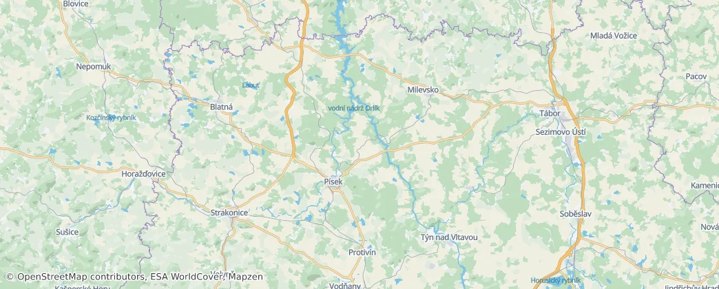 Písek — mapa