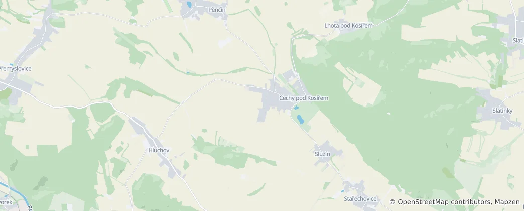 Mapa Čechy pod Kosířem