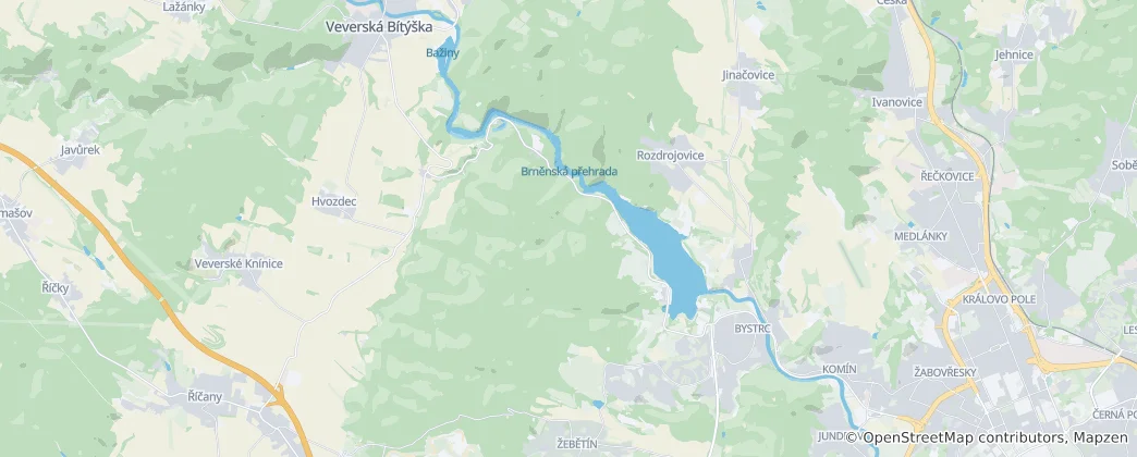 Mapa Brno-Bystrc