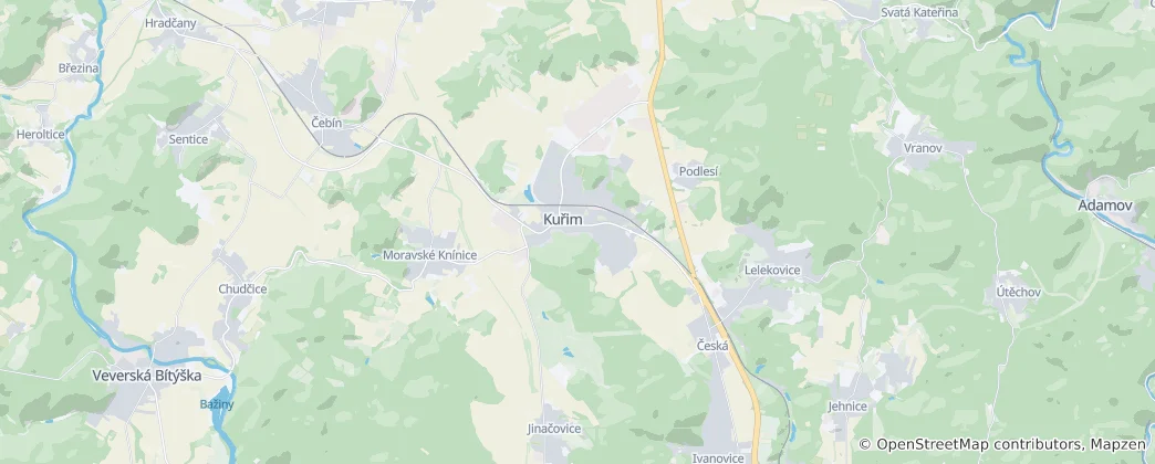 Mapa Kuřim