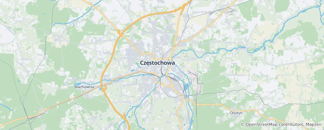 Kaart van Częstochowa