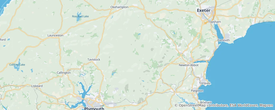 Mapa Národní park Dartmoor