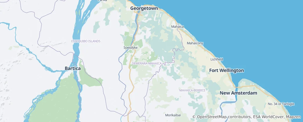 Mappa di Demerara-Mahaica