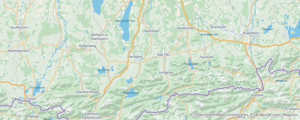 Karte von Landkreis Bad Tölz-Wolfratshausen