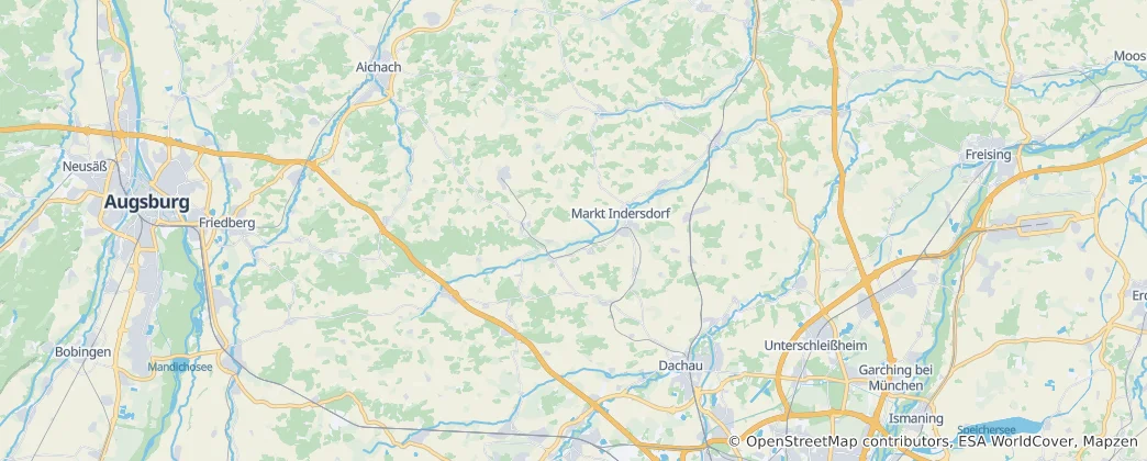 Mapa Zemský okres Dachau