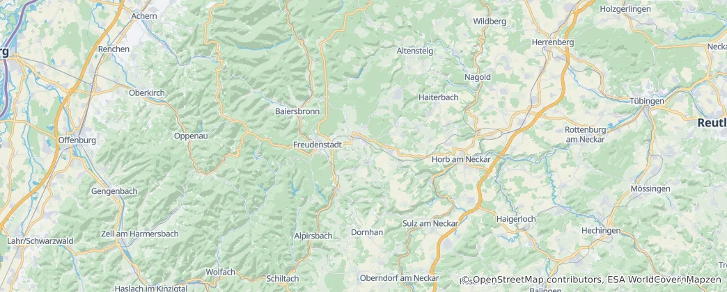 Mapa Zemský okres Freudenstadt