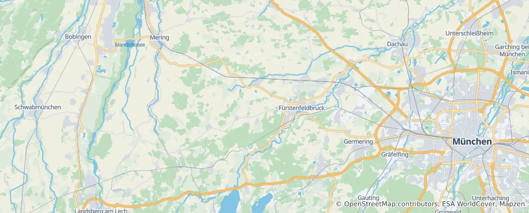Mapa Zemský okres Fürstenfeldbruck