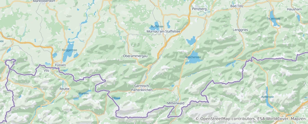 Mapa Zemský okres Garmisch-Partenkirchen