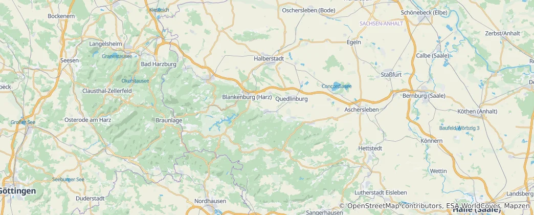 Kaart van Landkreis Harz