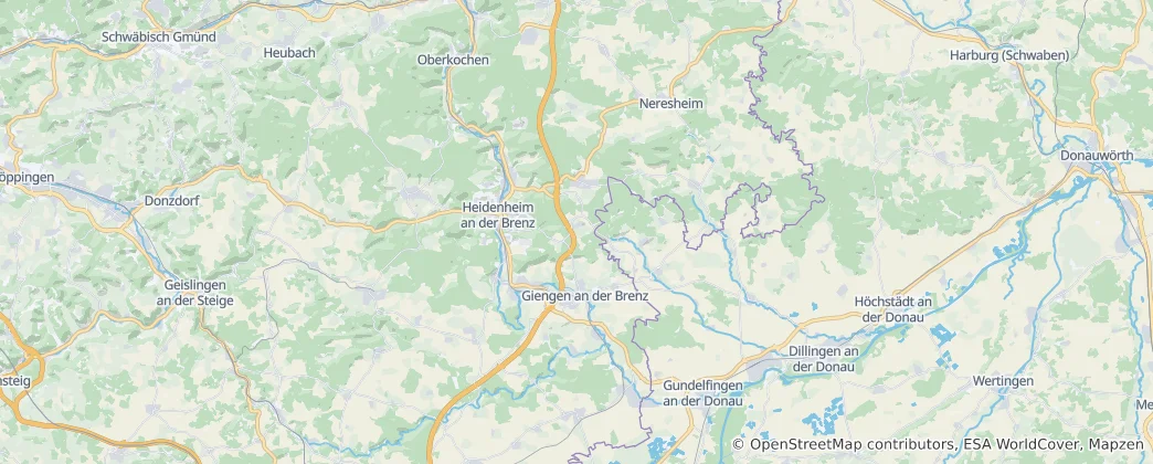 Mapa Zemský okres Heidenheim